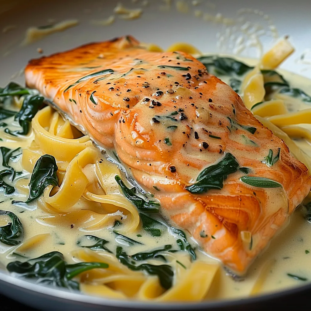 Saumon épicé avec épinards