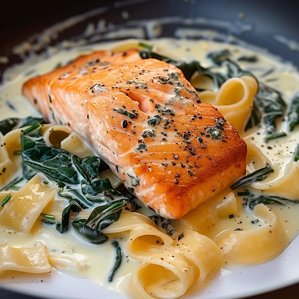 Saumon délicatement nappé de sauce épicée et crémeuse