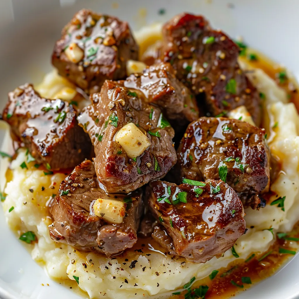 Steak beurre ail purée