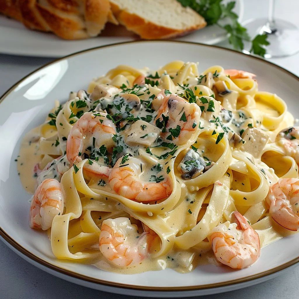 Plat de fruits de mer et tagliatelles