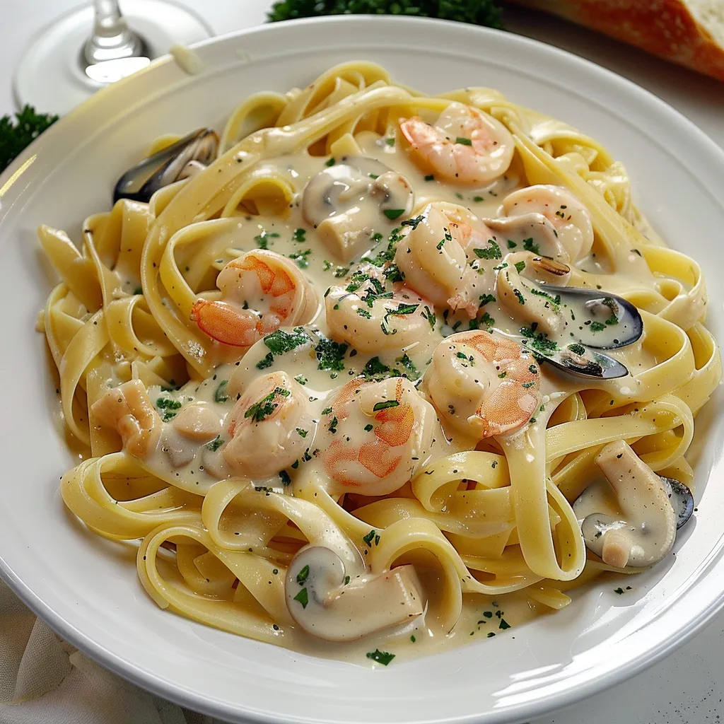 Tagliatelles aux fruits de mer et champignons