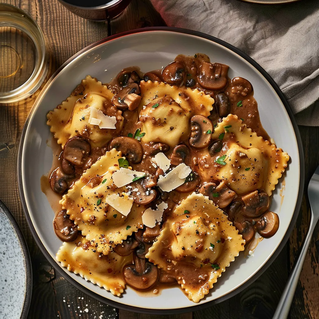 Raviolis boeuf et champignons