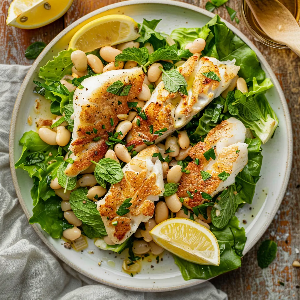 Assiette tiède d’aiglefin et haricots à la friteuse à air
