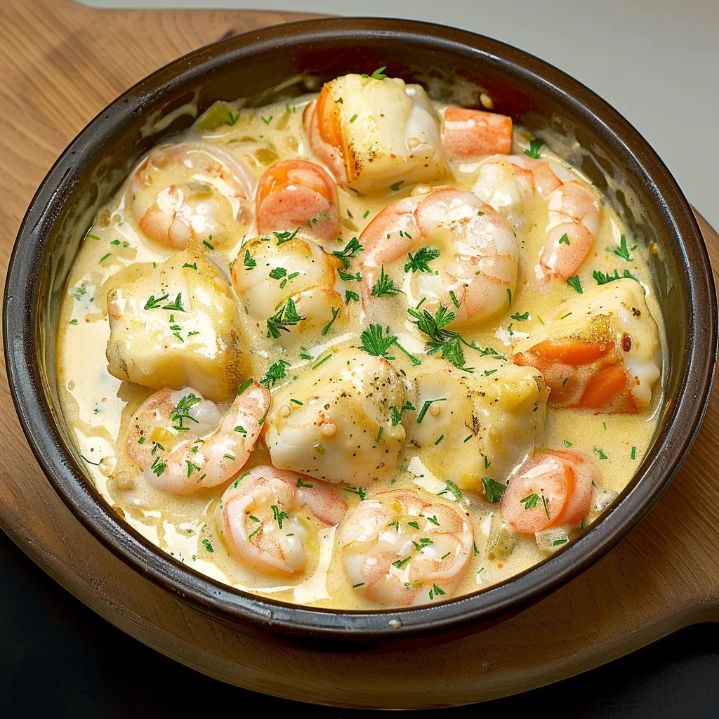 Plat de poissons et crevettes