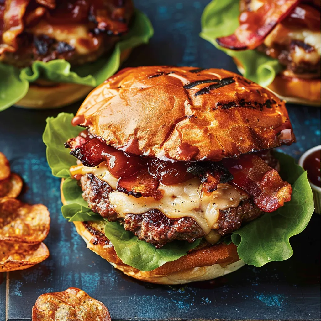 Burgers ultra gourmands au fromage en grains et bacon