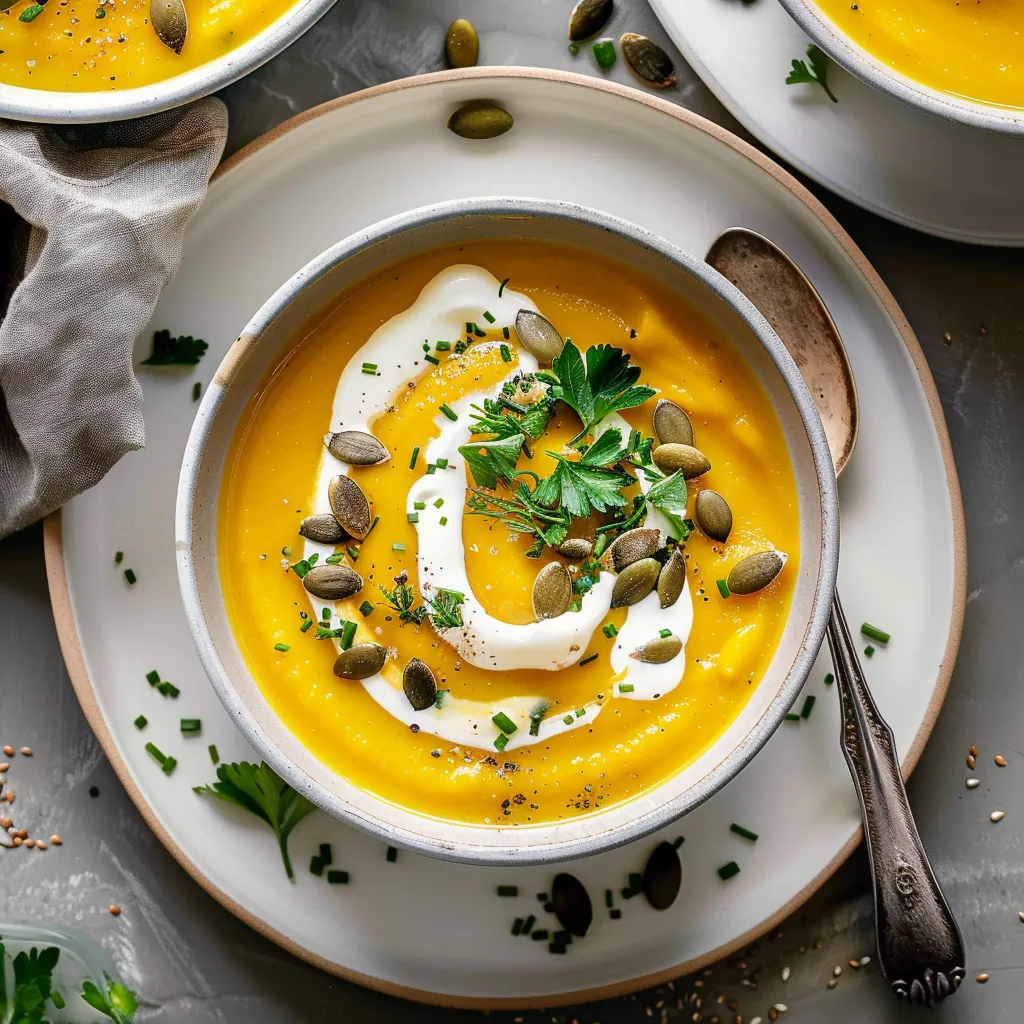 Soupe crémeuse de citrouille et carottes