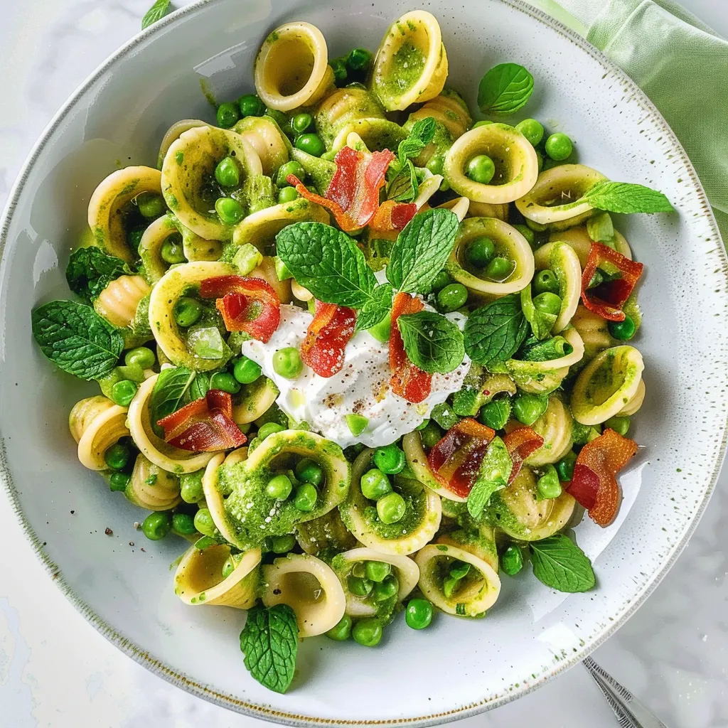 Pâtes aux pois et labneh