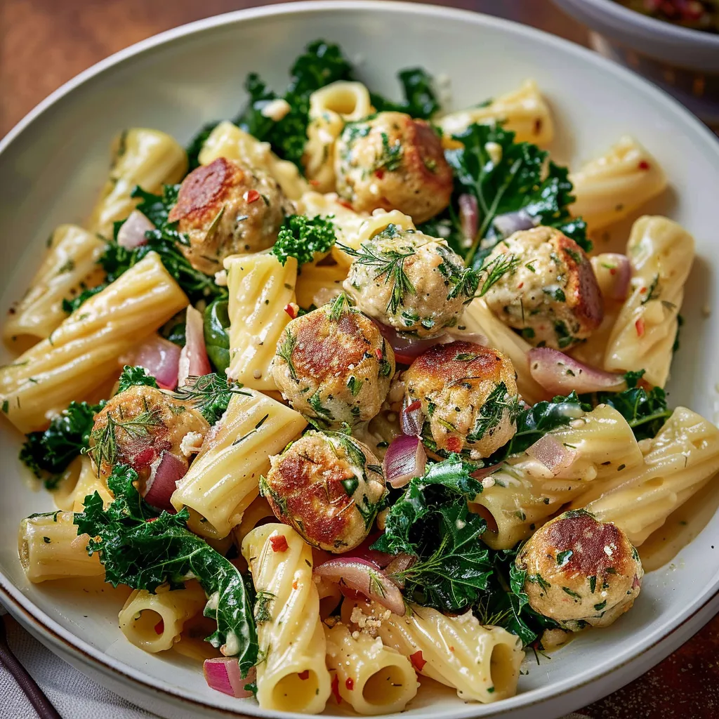 Rigatonis et boulettes tendres