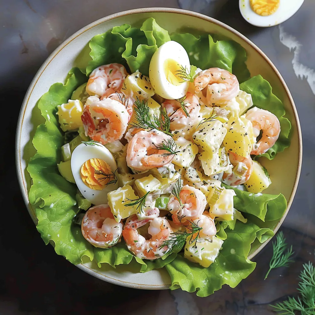Salade fraîche aux pommes de terre et crevettes nordiques