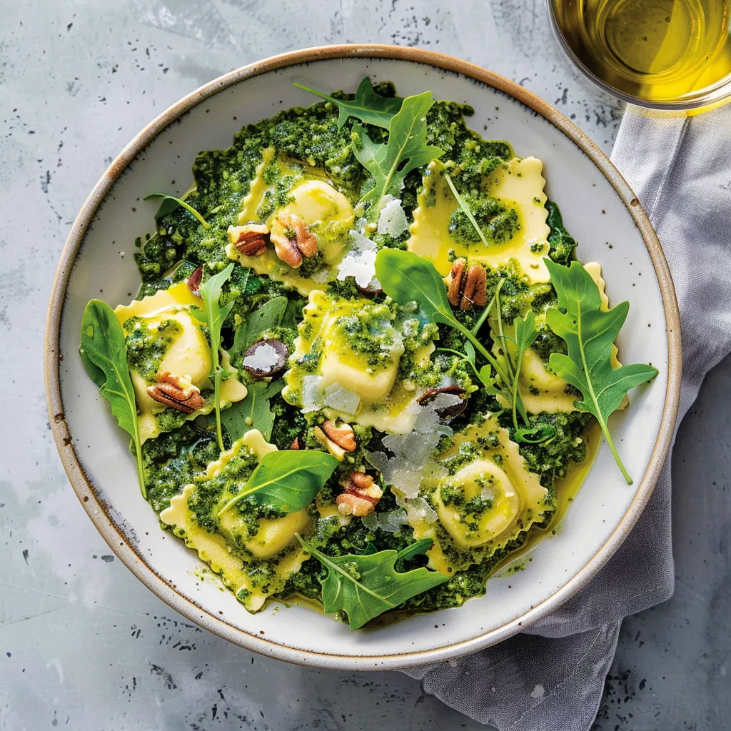 Raviolis au kale et pesto