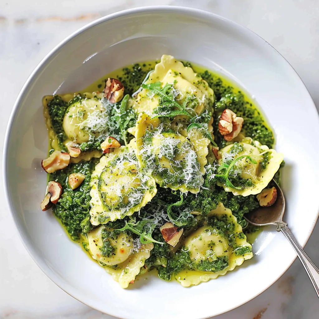 Raviolis kale pesto gourmand