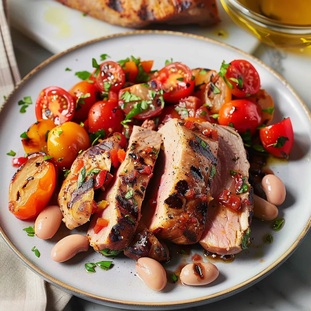 Porc grillé haricots