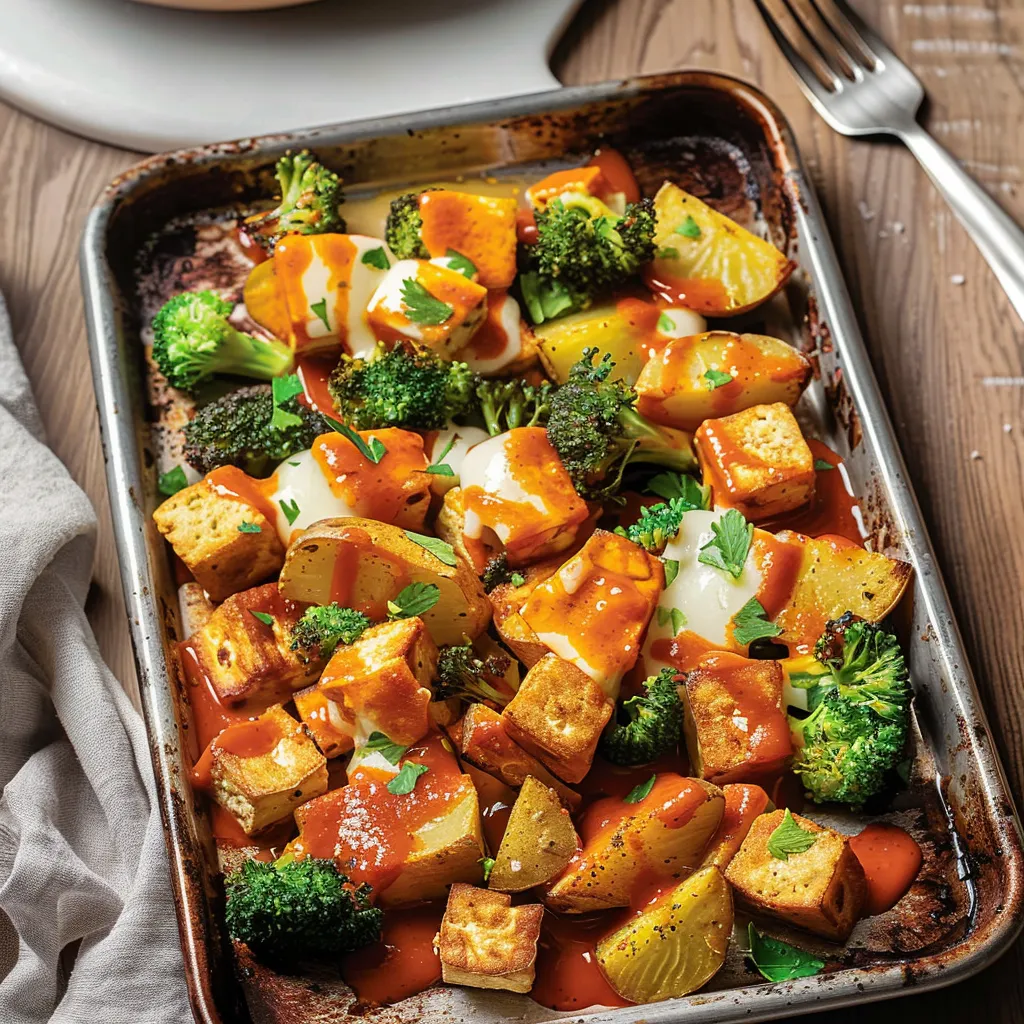 Poutine tofu sauce poivrons maison