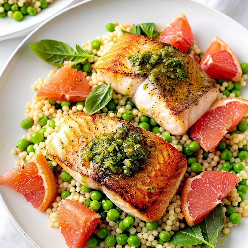 Morue croustillante couscous basilic