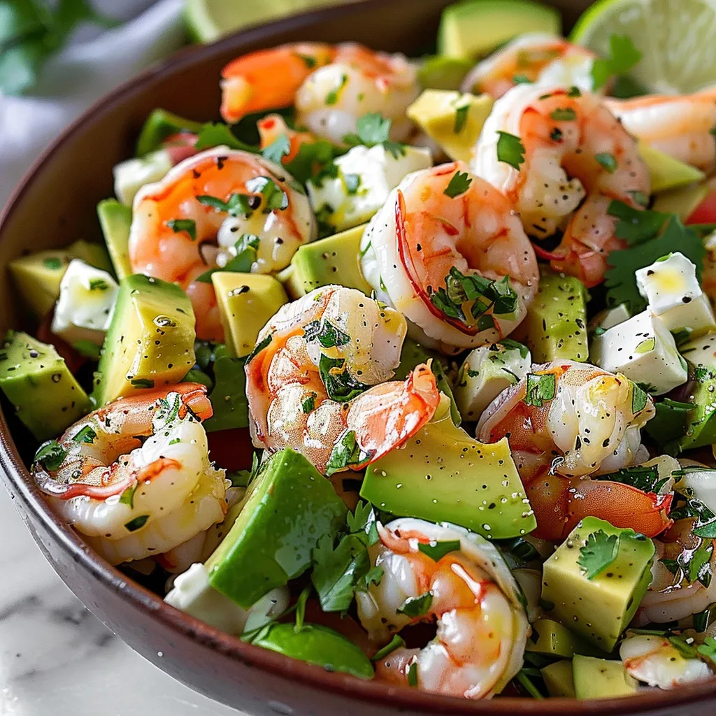 Crevettes et avocat frais