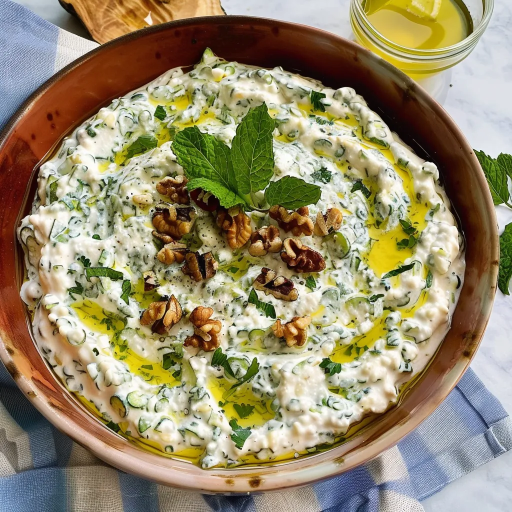 Courgettes, yaourt et noix bien croquantes