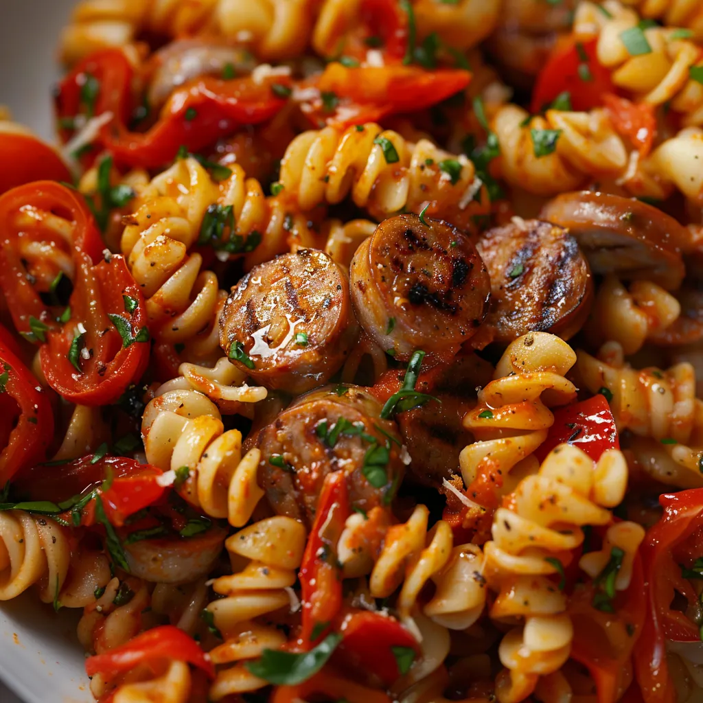 Cavatellis faits maison avec saucisse et poivrons rôtis