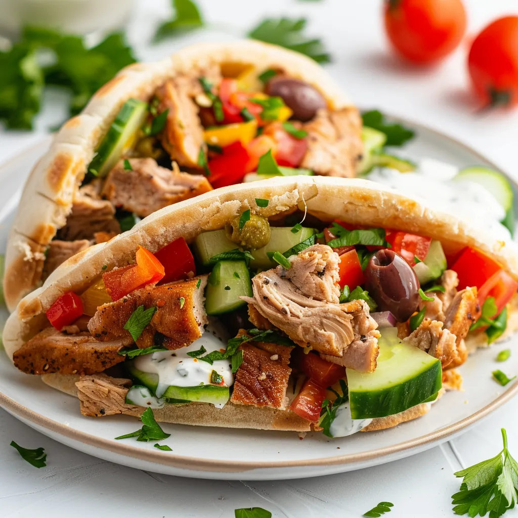 Pitas porc et légumes frais