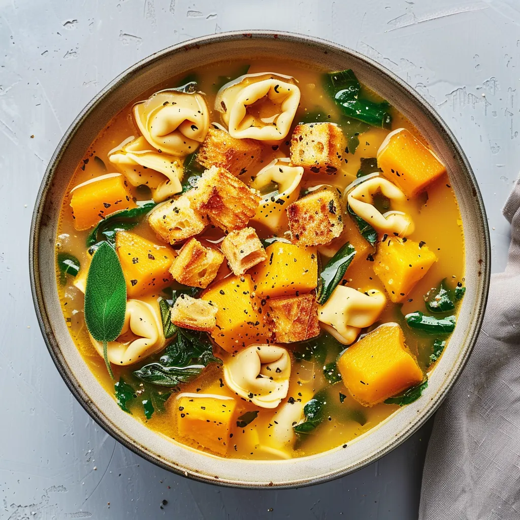 Soupe gourmande tortellinis courge