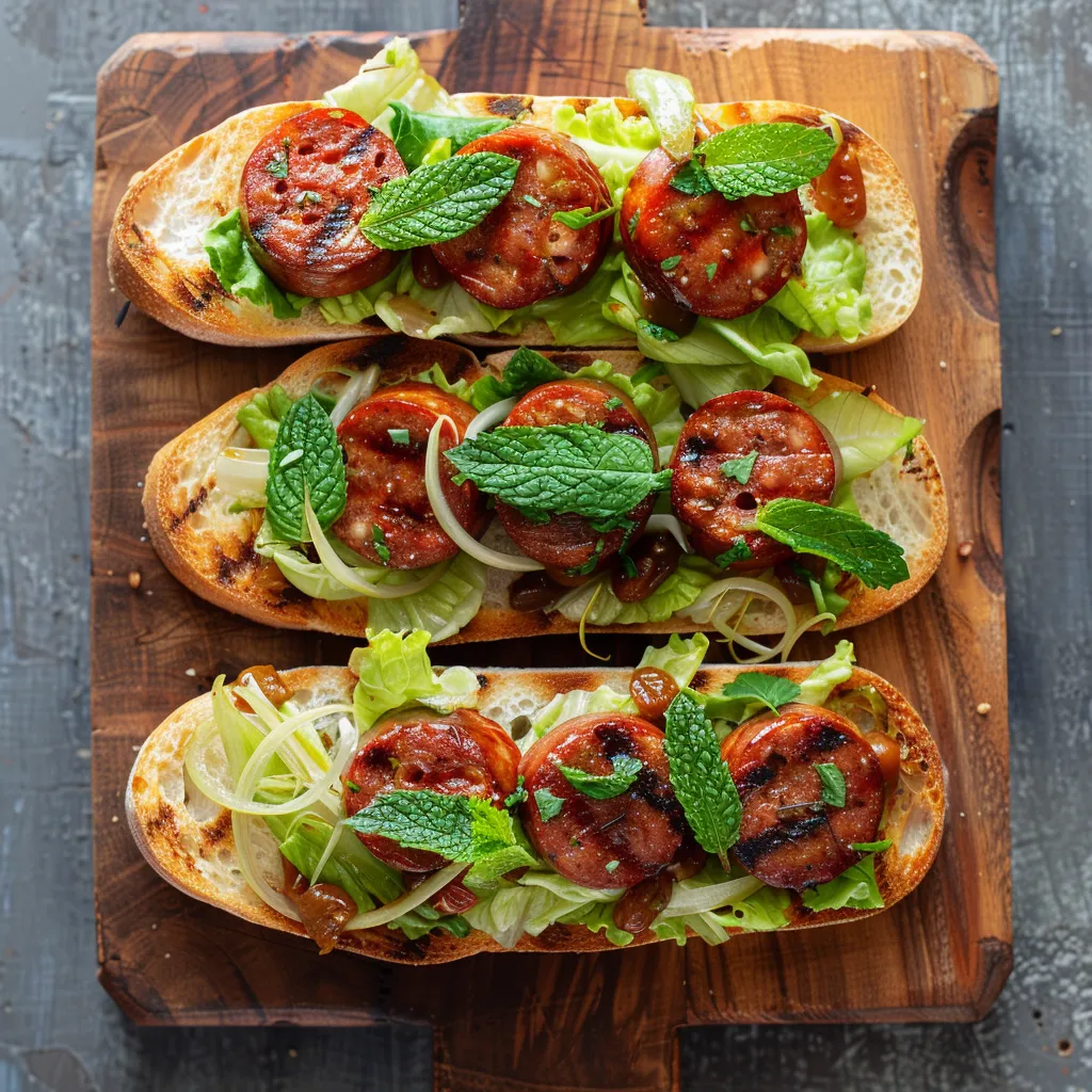Toasts complets aux merguez et fenouil mariné