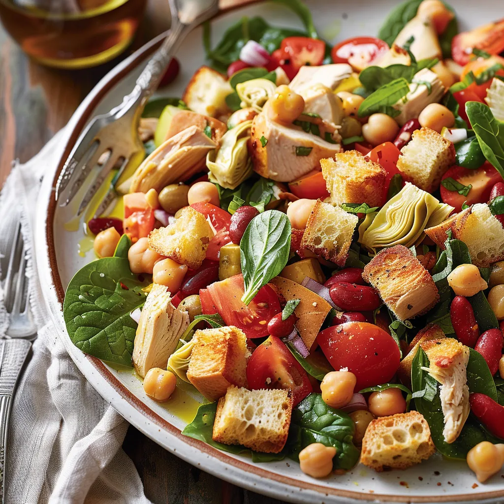 Un grand bol de salade panzanella revisitée super gourmande