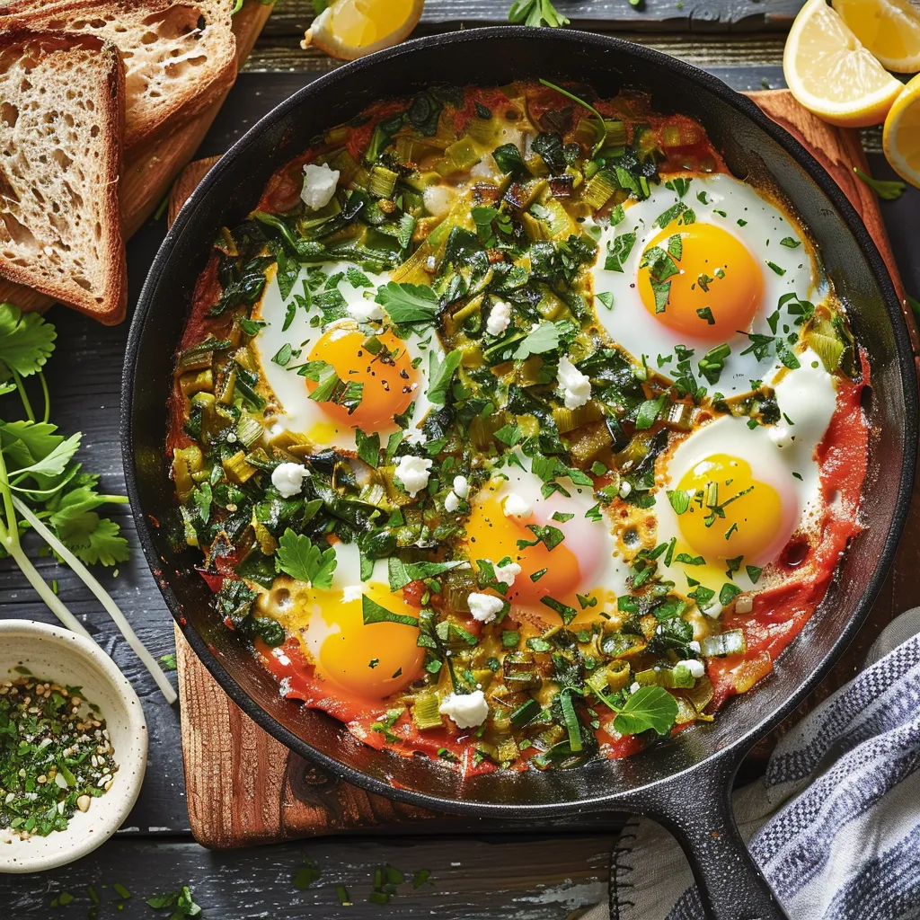 Poêlée d'œufs et poireaux