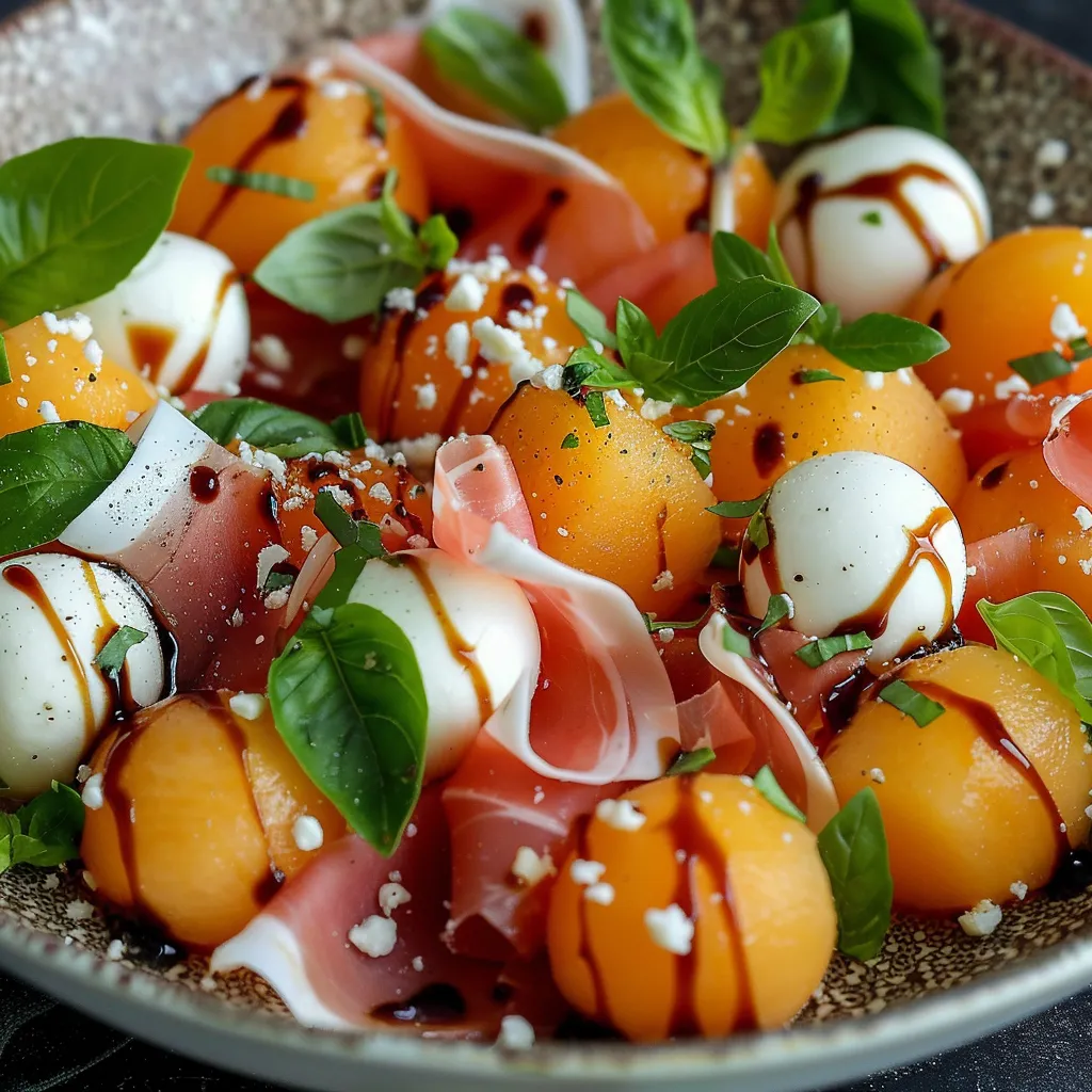 Salade melon jambon mozzarella