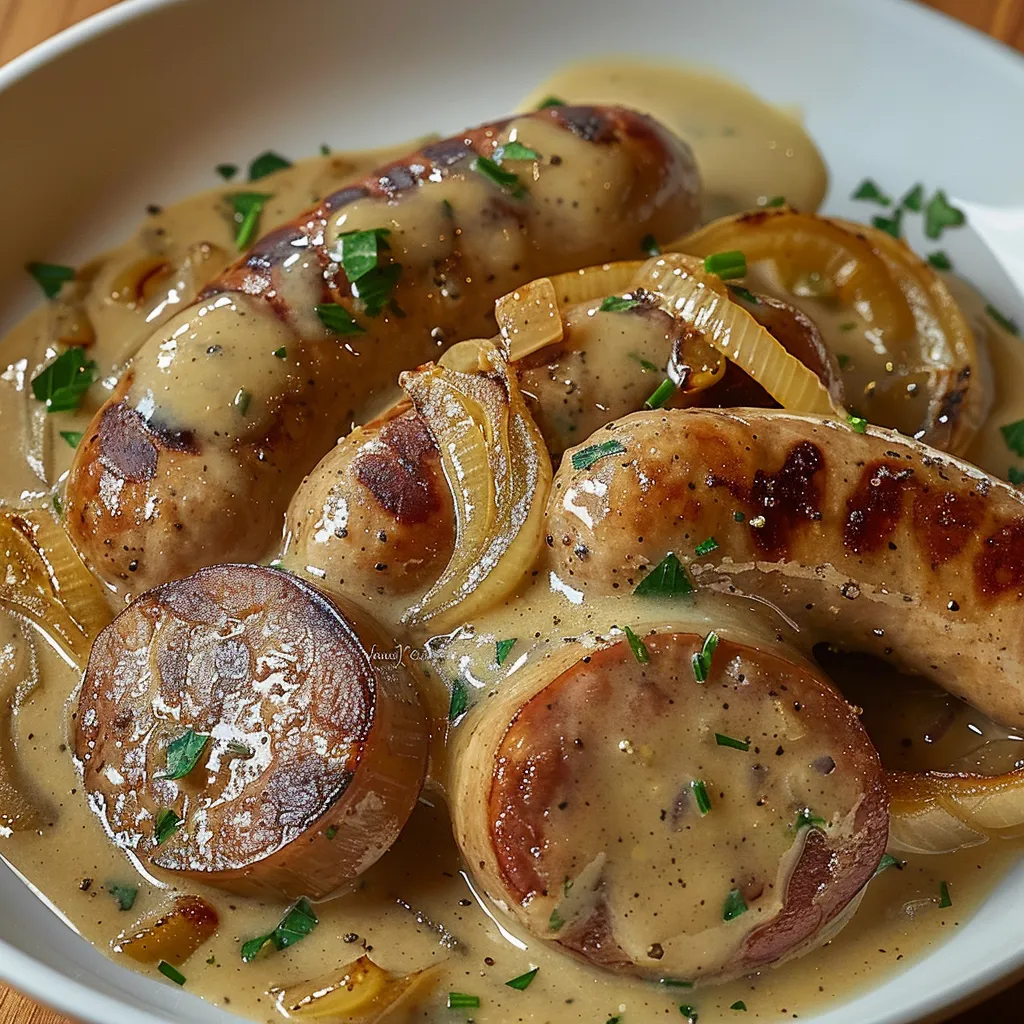 Moutarde et saucisses oignons