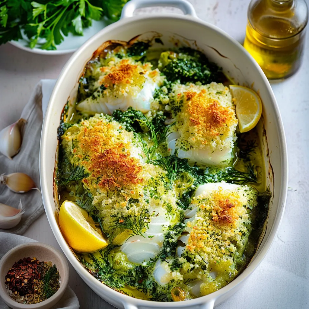 Herbes et morue en gratin