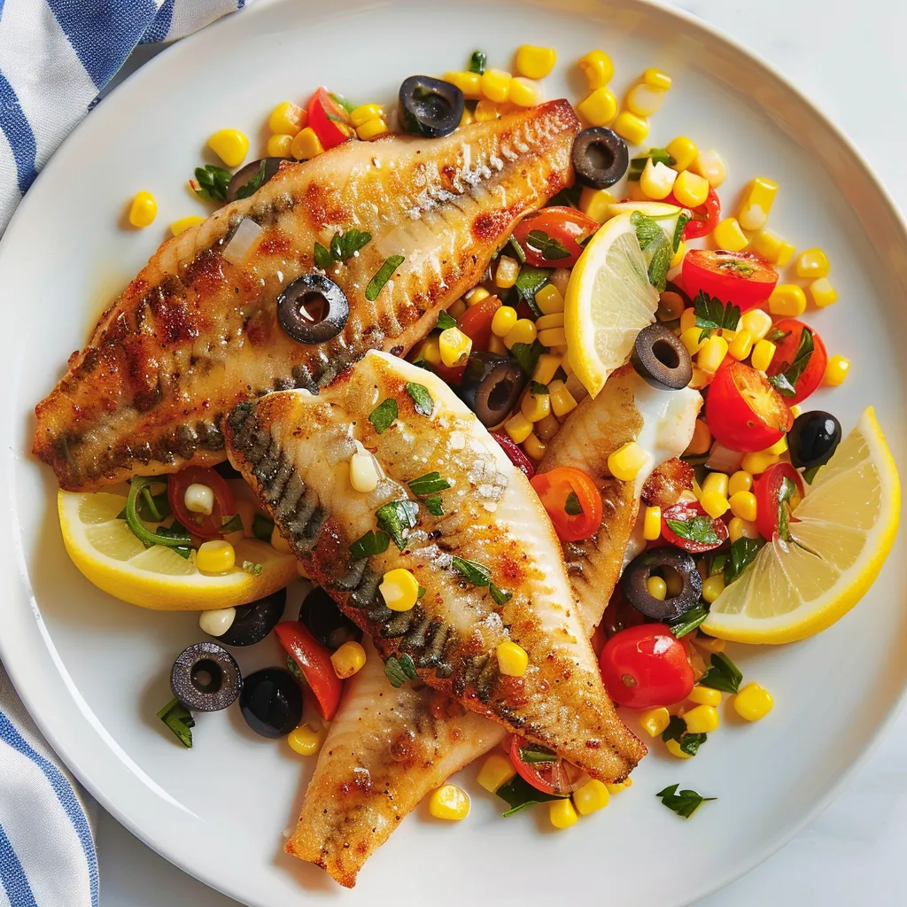 Poisson poêlé et sa salade fraîche