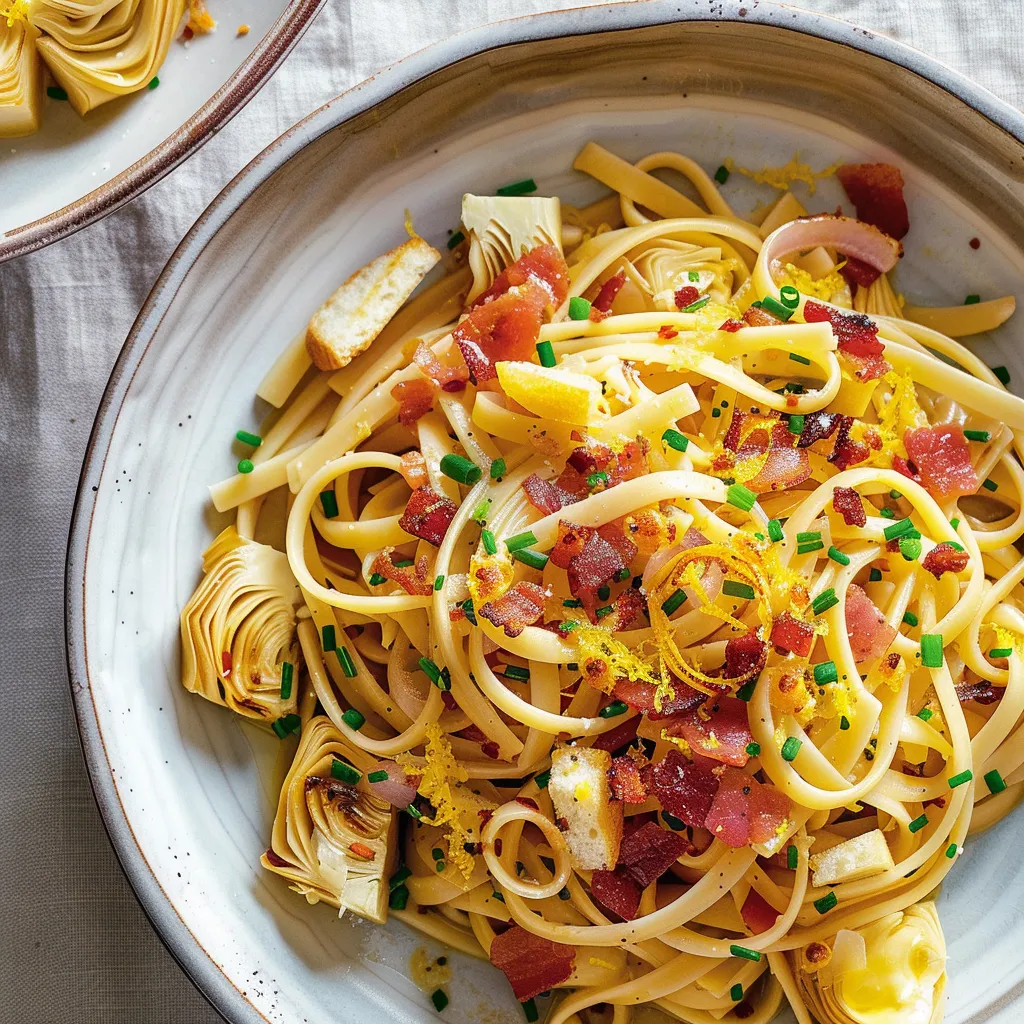 Linguines citron et artichauts gourmandes