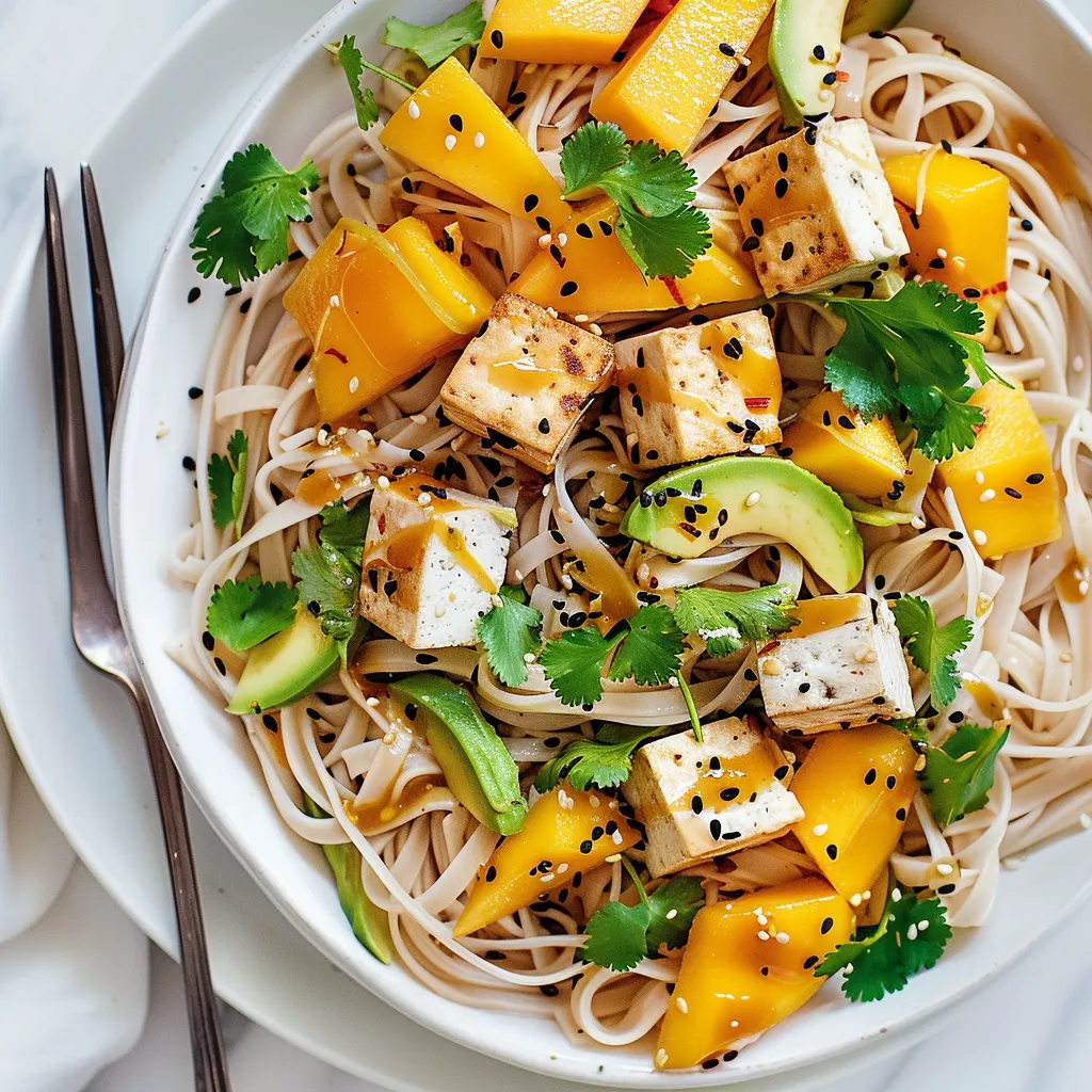 Nouilles tofu mangue tahini