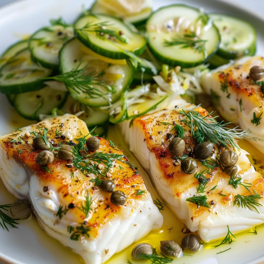 Filet d'aiglefin citronné avec salade