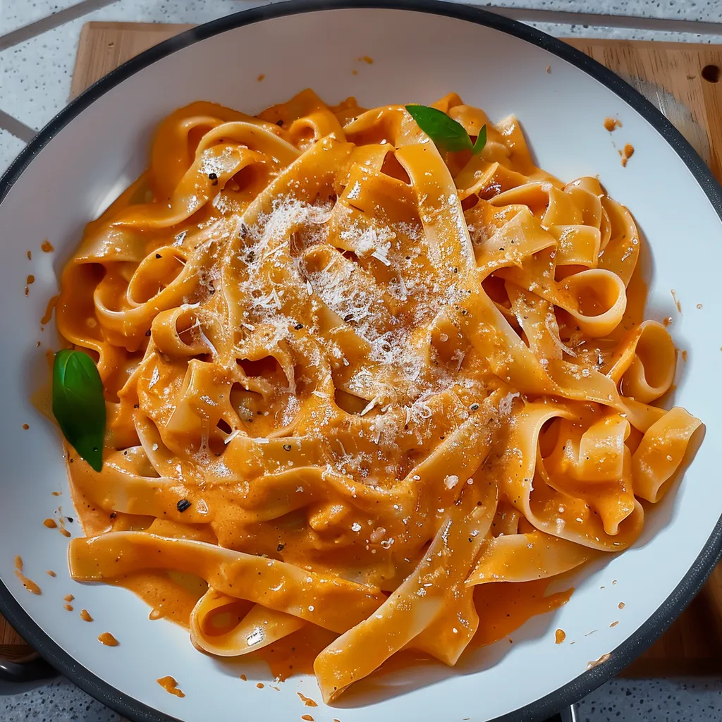 Tagliatelles dans une sauce tomate crémeuse