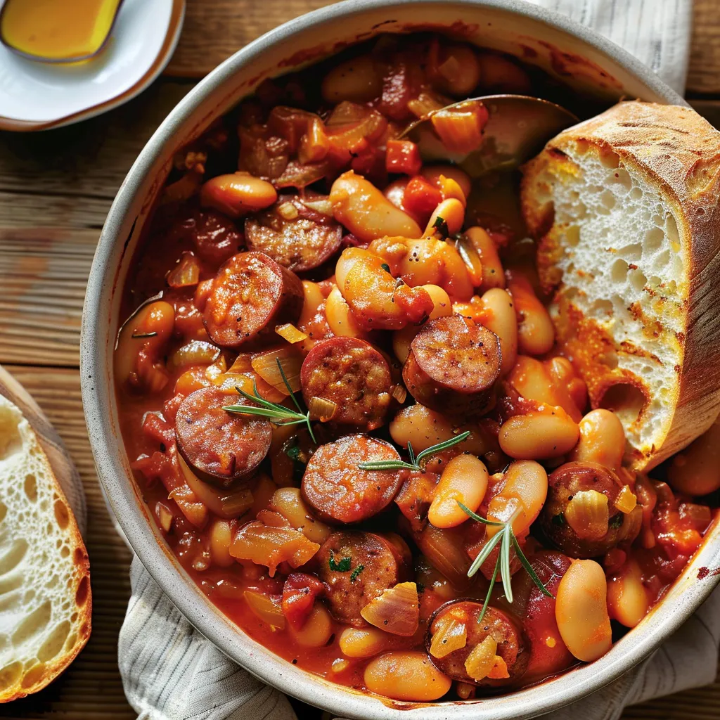 Savoureux haricots blancs saucisses