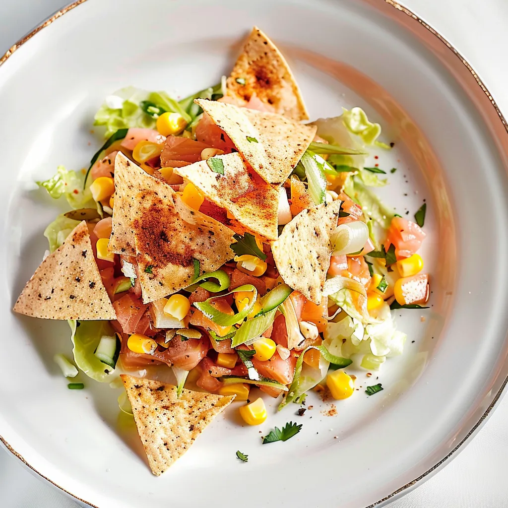 Salade tartare saumon maïs pita