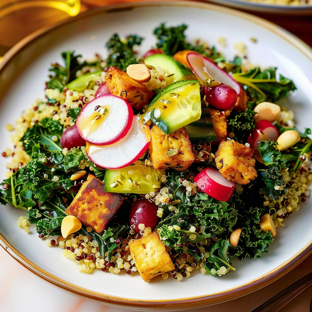 Salade tofu quinoa et kale
