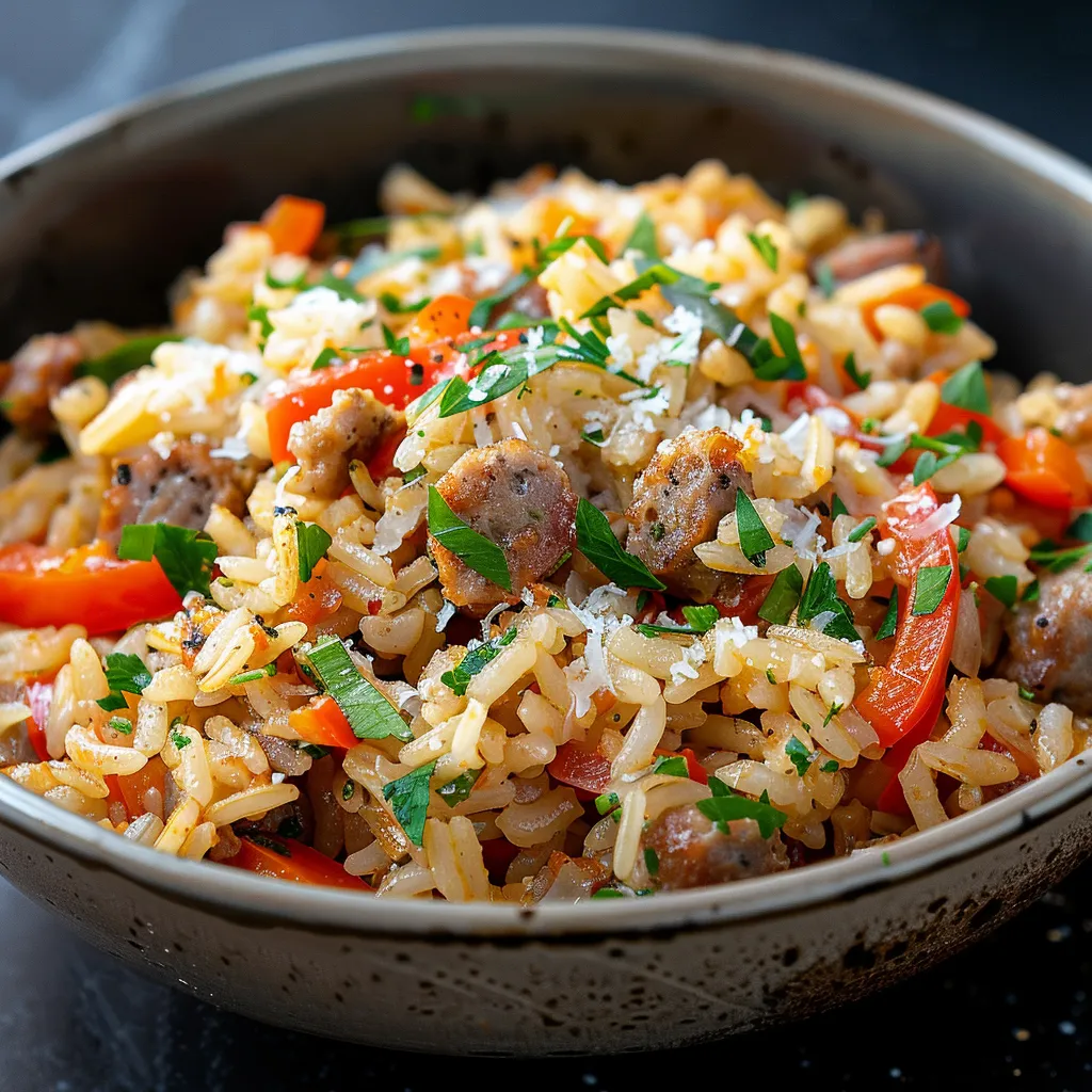 Riz tout-en-un saucisse fenouil poivron