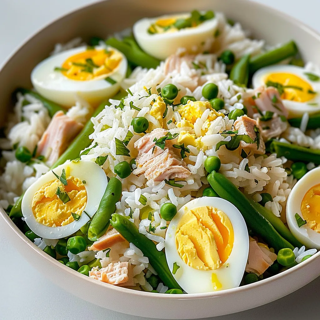 Salade fraîche thon œufs haricots verts