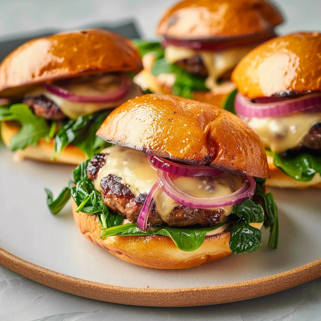 Goûtez à des smash burgers gourmands avec oignons et pousses d’épinards