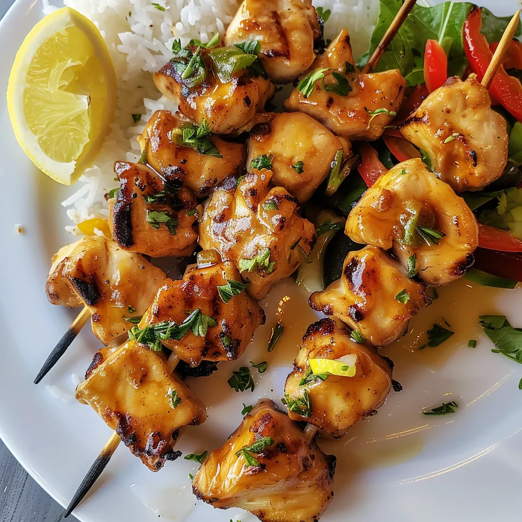 Brochettes de poulet marinées