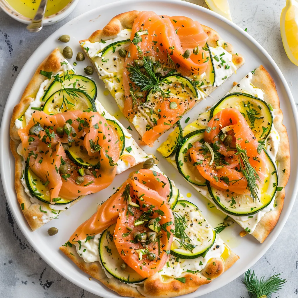 Saumon courgette sur pita