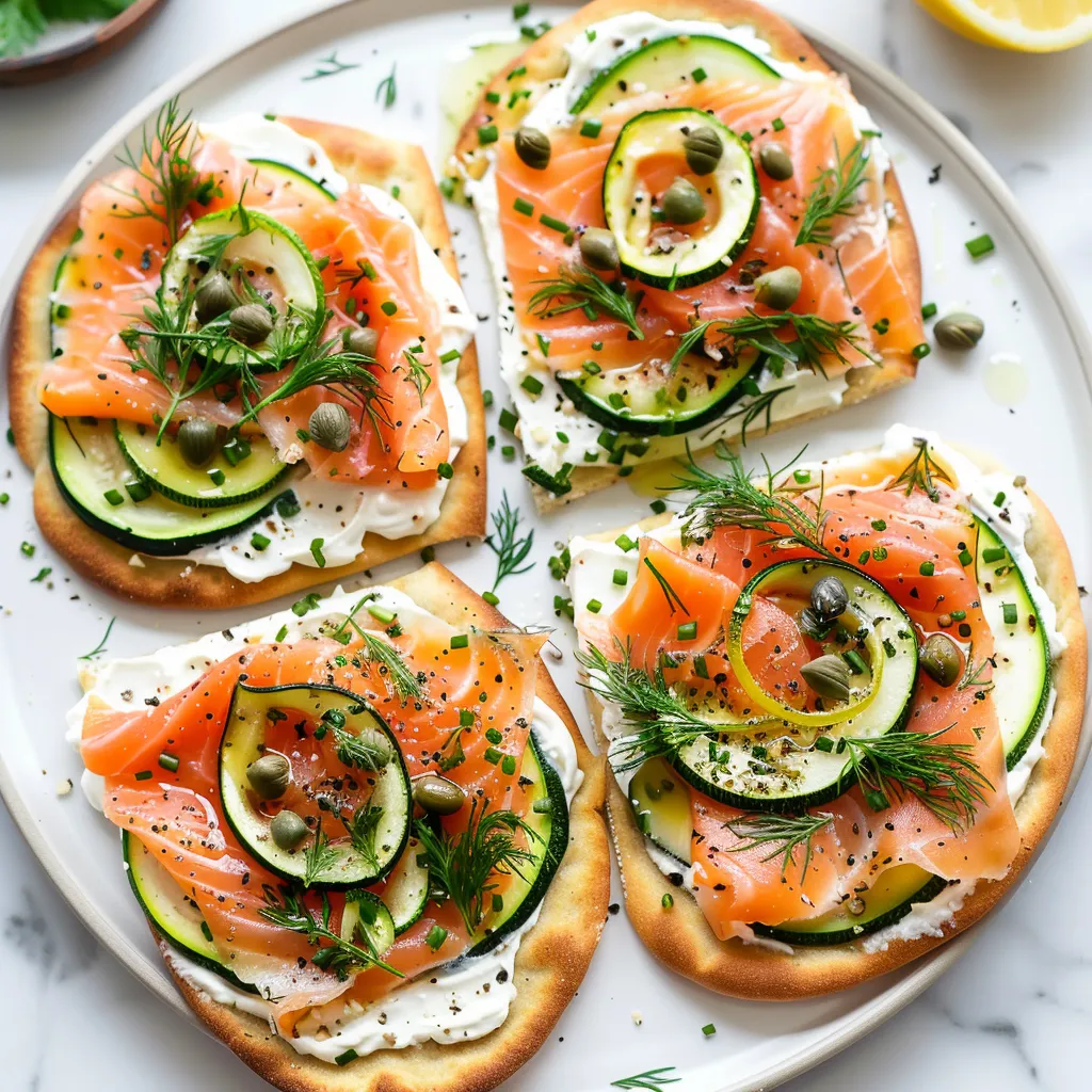 Pizza pita courgette saumon ultra savoureuse