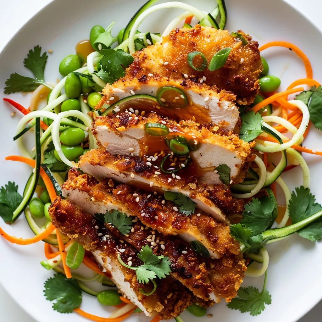 Poulet croustillant et nouilles asiatiques