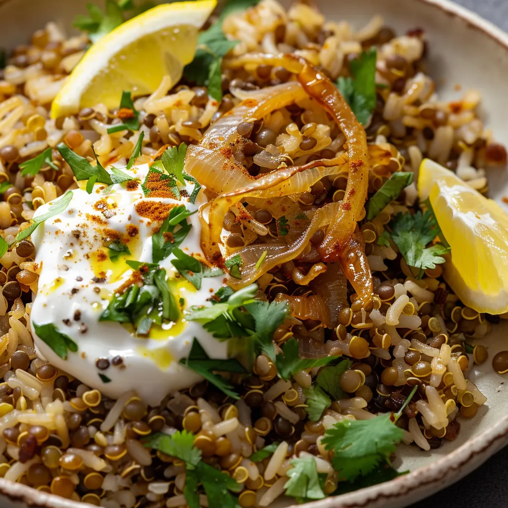 Lentilles et riz savoureux