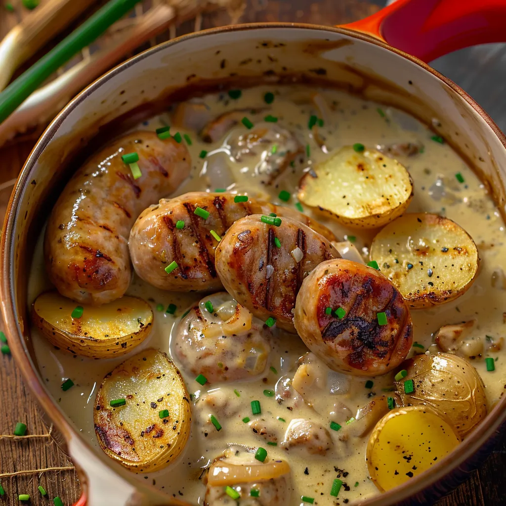 Plat d'andouillettes en sauce crémeuse