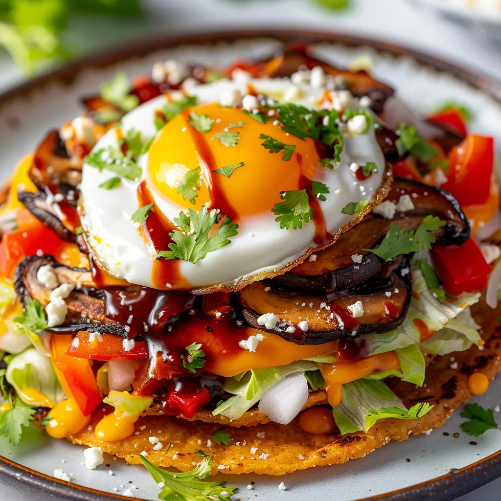 Tostadas légères aux œufs et sauce barbecue fondante