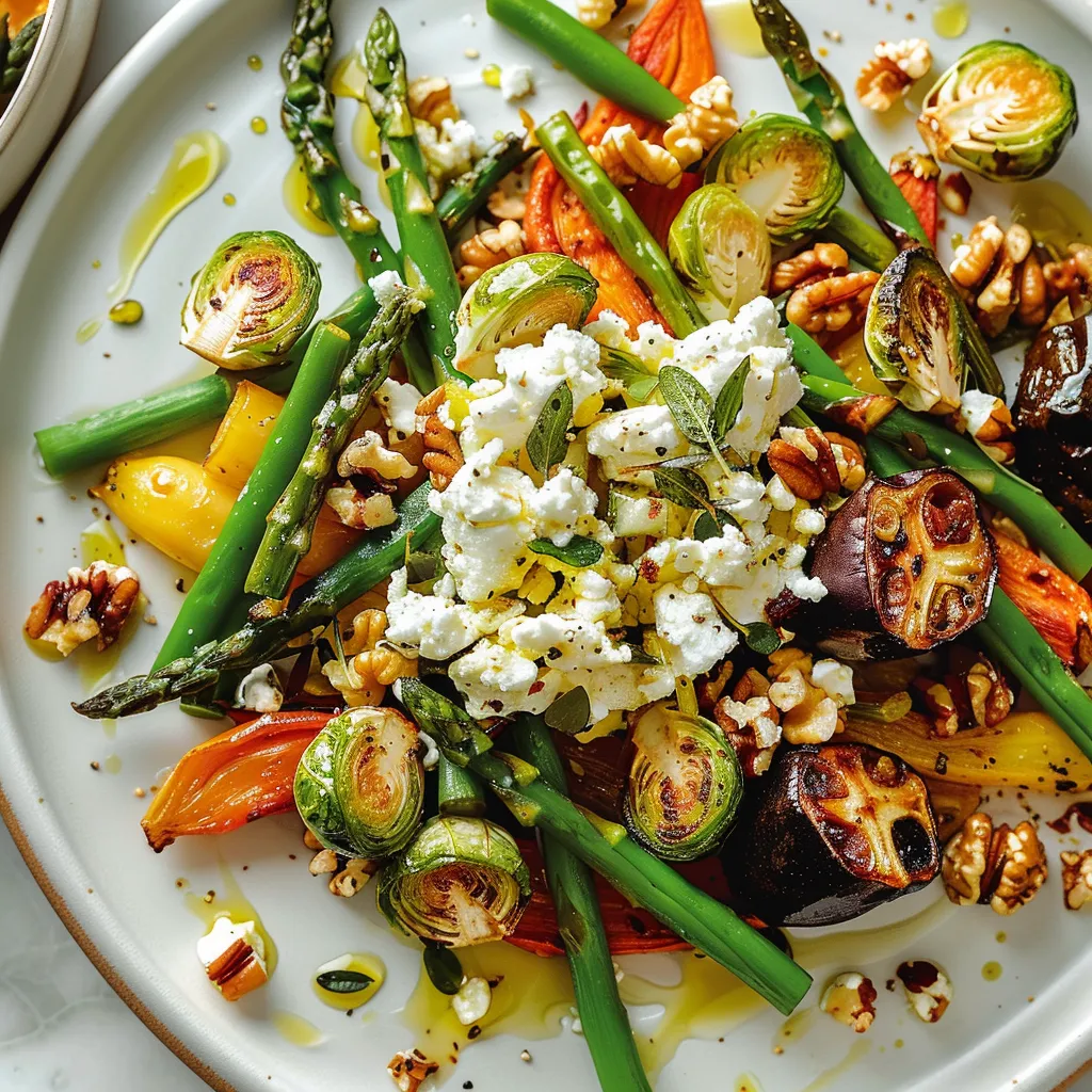 Délicieuse salade légumes rôtis feta