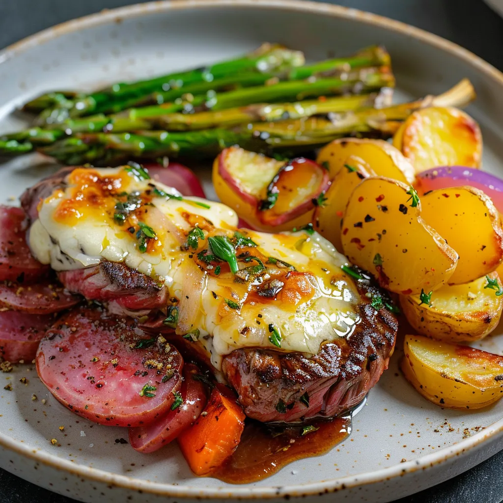 Bœuf gratiné et légumes rôtis