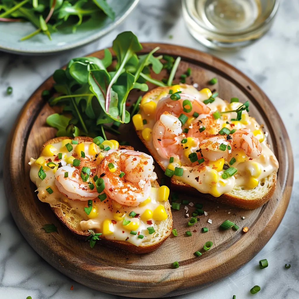 Croque-monsieur gratiné aux crevettes roses et sauce béchamel